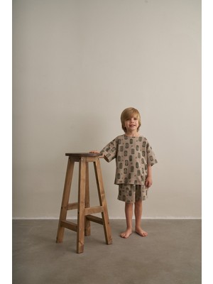 Oh la la Koala For Little Ones Vizon Boho Bloom Serisi Waffle Şortlu Takım