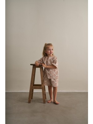 Oh la la Koala For Little Ones Bej Boho Bloom Serisi Waffle Şortlu Takım
