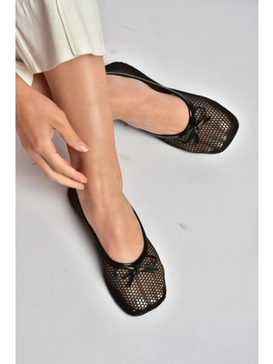 Fox Shoes Y274623315 Siyah File Kadın Babet