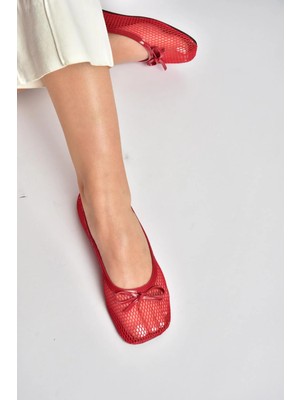 Fox Shoes Y274623315 Kırmızı File Kadın Babet