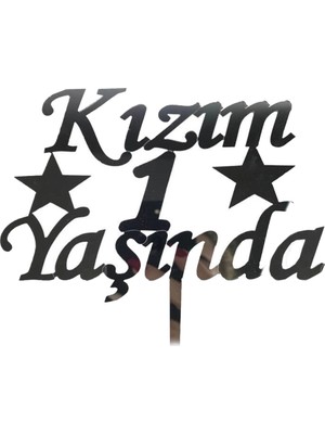 TeknoKapsül Kızım 1 Yaşında Ilk Yaş Doğum Günü Partisi Pasta Süsü Gümüş Renk