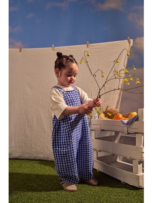 Oh la la Koala For Little Ones Mavi Daisy Picnic Serisi Cepli Salopet