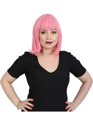 TeknoKapsül Küt Kahküllü Fiber Sen Peruk / Pembe