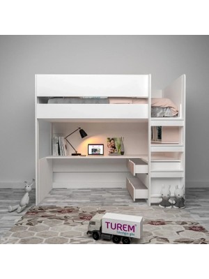 Alice Çalışma Masalı ve Şifonyerli Ranza Mdf