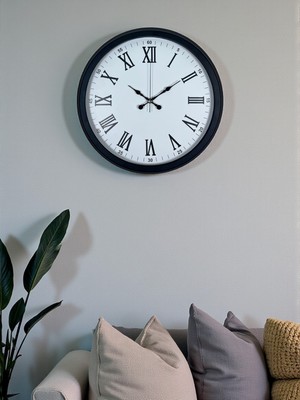 Mabelme Store Siyah Klasik & Şık 40 cm Metal Duvar Saati