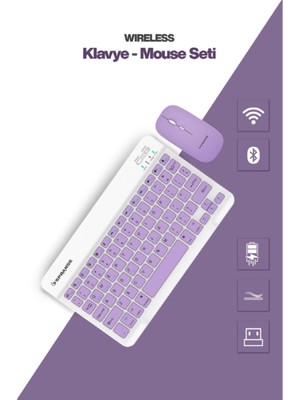 Ttt Mor Kablosuz Klavye ve Mouse Seti