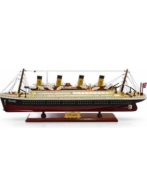 Ozcmax 55X23 cm Özel Tasarım Işıklı Ahşap Titannik Gemi