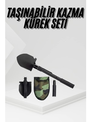 tp Katlanır Portatif Kazma Kürek Seti Portatif Çelik Taşıma Çantalı Pusulalı - Lisinya