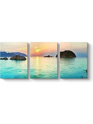Tech Butiq Mavi Deniz Tablosu 156 x 70-3 Parçalı