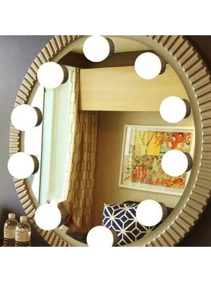 Tech Butiq 10'lu Set Makyaj Aynası Işığı Banyo Yatak Odası Işığı Hoolywood Tarzı LED Makyaj Lambası 3 Farklı Renk Modu Makyaj Odası Işığı Mirror1