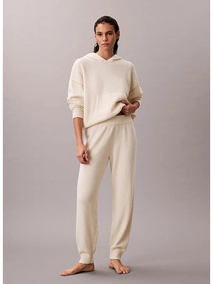 Calvin Klein Beyaz Kadın Pijama Alt Plush Jogger.