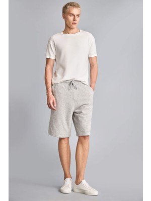 DeFacto Baggy Fit Beli Lastikli Bağlamalı Gri Melanj Şort G4184AX26SM
