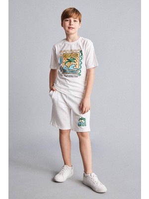 DeFacto %100 Pamuk Oversize Palmiye Baskılı Sweatshirt Kumaşı Şort Erkek Çocuk H8220A826HS