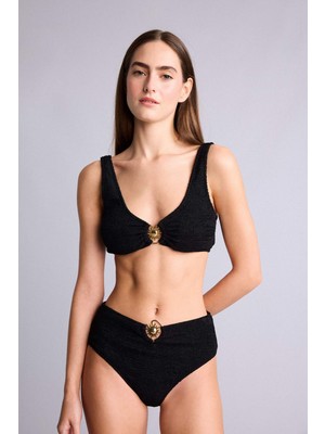 DeFacto Regular Fit Kırışık Dokulu Siyah Bikini Alt E0209AX26SM