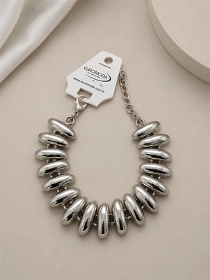 twingold Oval Baklalı Gümüş Renk Bileklik