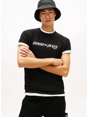 Tommy Jeans Siyah Erkek Regular Fit Baskılı T-Shirt DM0DM22548BDS Siyah T-Shirt