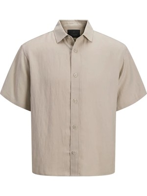 Jack & Jones Bej Erkek Regular Fit Gömlek 12295083 Jprblaskye Tencl S/s Shırt