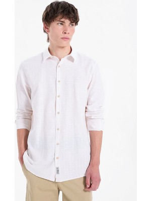 Lee Cooper Beyaz Erkek Regular Fit Gömlek 262 Lcm 241005 Ellıs Bej