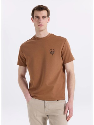 gmg firenze Gmg Fırenze Karamel Erkek Regular Fit T-Shirt GU26MSS03025