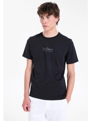 Lee Cooper Greco Erkek Regular Fit %100 Pamuk Baskılı Bisiklet Yaka T-Shirt Siyah