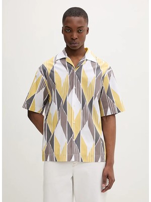 Hugo Sarı Erkek Oversize Geometrik Desen Gömlek 50560606 Espino