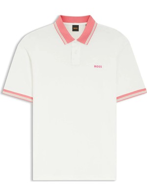 Boss Ekru Erkek Logo Baskılı T-Shirt PE_BLOCKS_50560372