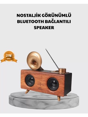 Nostaljik Gramofon Bluetooth Hoparlör – Fm Radyo + USB + Sd Kart Destekli