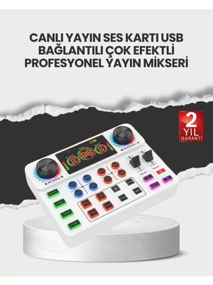 Çok Efektli Canlı Yayın Ses Mikseri USB ve Kablosuz Uyumlu