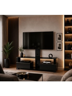 Sonorous Mood Serisi Md 8135 133 cm Siyah  Askılı Gizli Tekerlekli Tv Sehpası 60 Inç