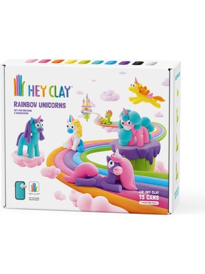 HEY CLAY Hava ile Kuruyan Kil (15'li kutu) - Rainbow Unicorns