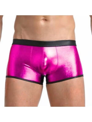 Tegan Fantezi Deri Görünümlü  Pembe Erkek Boxer  - Fantezi Tanga TG274608