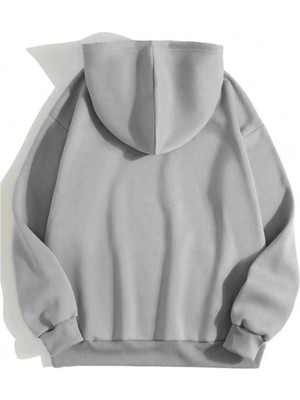 Düz Kapüşonlu Sweat - Boyalı Gri