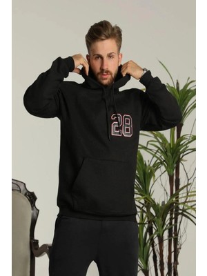 Oversize Kapüşonlu Sweatshirt –sırt ve Ön Baskılı, Siyah
