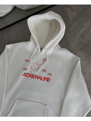 Kışlık Uzun Kol Kapüşonlu Sweatshirt - Beyaz