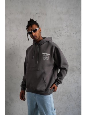 98 Baskılı Kapşonlu Sweat - Gri