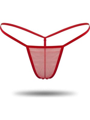 Tegan Kırmızı Transparan Tül String Tanga TM1115