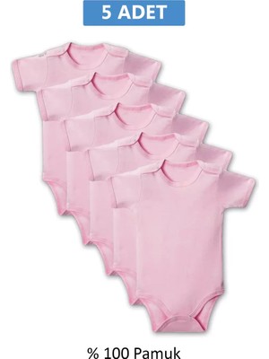 Pembe Yarım Kol Body Zıbın 7-12 Yaş Çocuklar Için (5 Adet) Alttan Çıtçıtlı Özel Gereksi