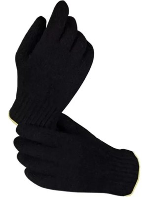 Orta Kalın Siyah Sıcak Tutan Yün Kışlık Kadın Erkek Eldiven Unisex 1 Çift