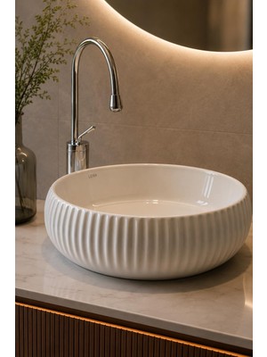 Lena E-4161 Tezgah Üstü Porselen Lavabo