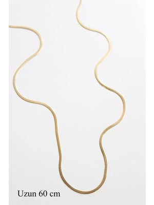 Uzun Ince Italyan Zincir Kolye (60 Cm) - Altın