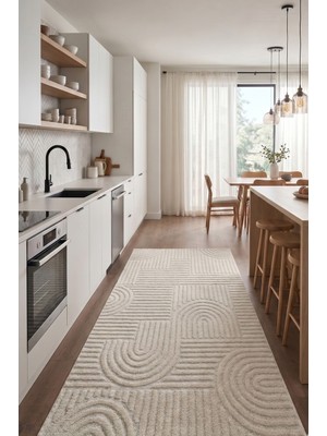 Tch Home Living Arktis Krem Iskandinav Yumuşak Jüt Taban Dokuma Halı Salon Mutfak Oturma Odası Koridor Yolluk Çocuk Odası Halısı 01128