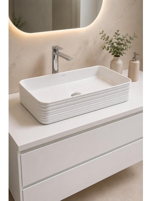 Lena E-2106 Tezgah Üstü Porselen Lavabo