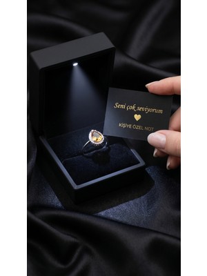 Livora Jewelry Işıklı Hediye Kutulu Orijinal 925 Ayar Gümüş Damla Kesim Zultanit Taşlı Kadın Yüzük