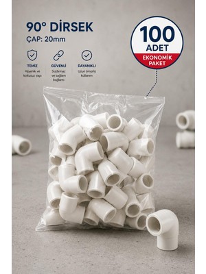 Dizayn Pprc 90 Derece Dirsek 20 mm 100 Adet PN25 Temiz Su Tesisat Boru Ek Parçası