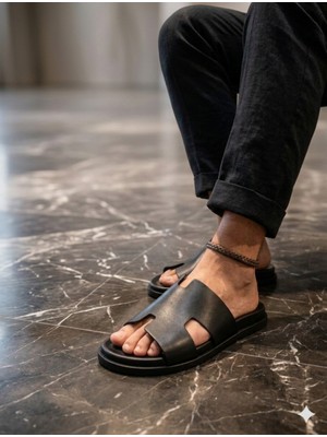 Deniz Terlik Erkek Hakiki Deri Anatomik Full Ortopedik Hafif Comfort Günlük Terlik