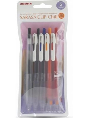 Zebra Sarasa Clip Chill 5 Renk 0.5 mm Jel Mürekkepli Roller Kalem Seti