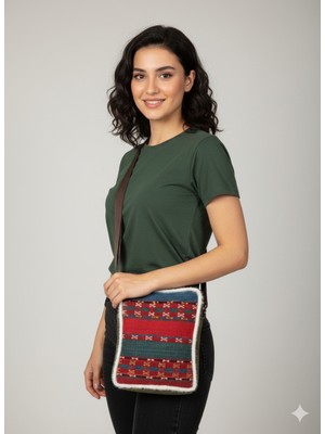 Talin Handmade Nubuk Deri Detaylı, Astar ve Tela Destekli Etnik Omuz & Crossbody Çanta
