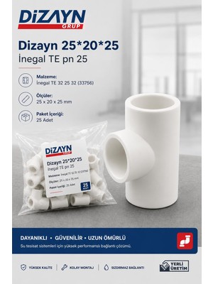 Dizayn Pprc Inegal Te 25 20 25 25 Adet PN25 Temiz Su Tesisat Ek Parçası