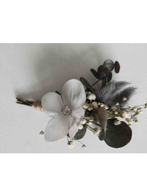Handmade Tasarım Damat Yaka Çiçeği Yapay ve Gerçek Şoklanmış Ürünlerden Tasarım