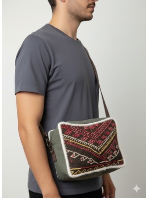 Talin Handmade Nubuk Deri Detaylı, Astar ve Tela Destekli Etnik Omuz ve Crossbody Çanta